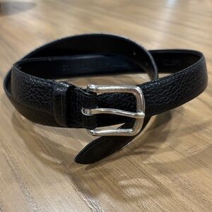 Men's Black Leather Belt with Silver Buckle Polo Ralph Lauren 36